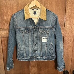 GAP Blue Denim Jacket with Tan Collar